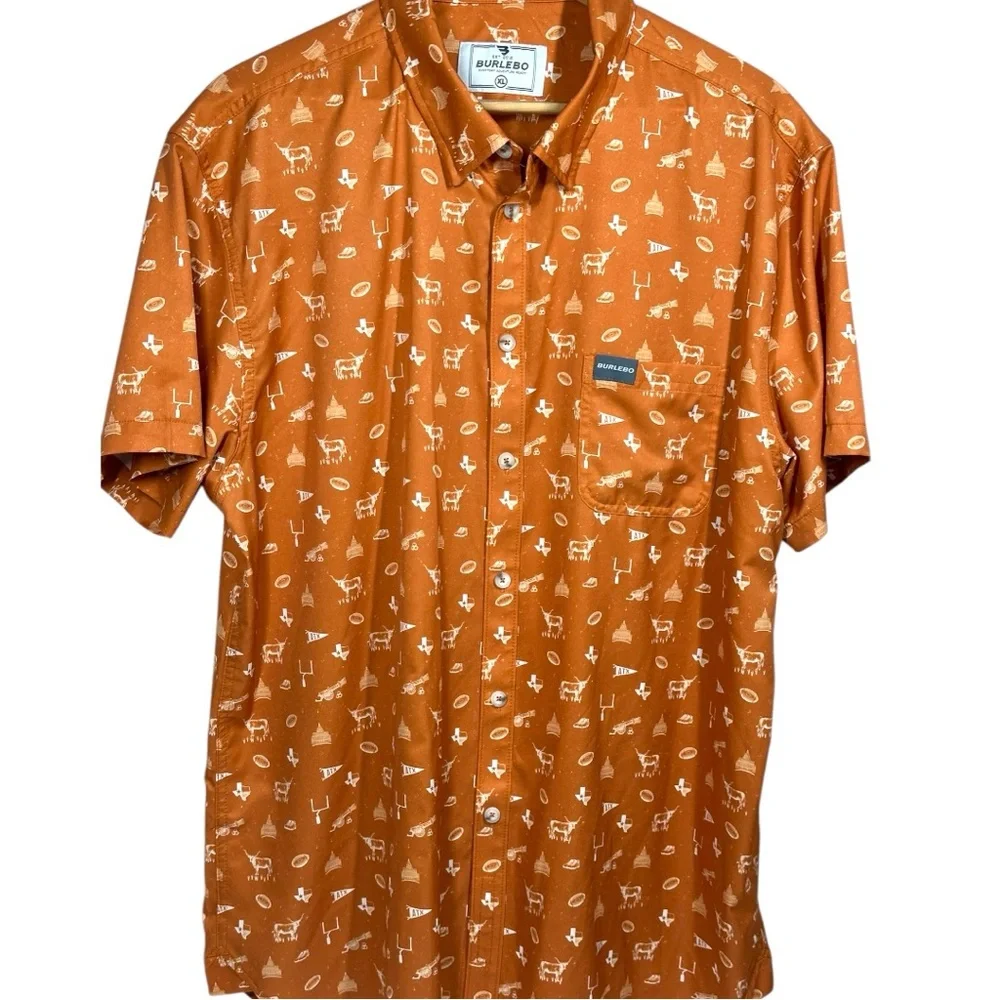 Burlebo University of Texas Longhorns Orange Button Up Shirt Men's XL Quick Dry - Picture 5 of 11